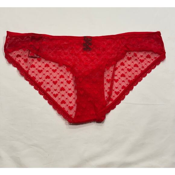 NEW Frederick's of Hollywood Maree Lace Panties Size 1X Red Hearts Love NWT - Picture 5 of 7
